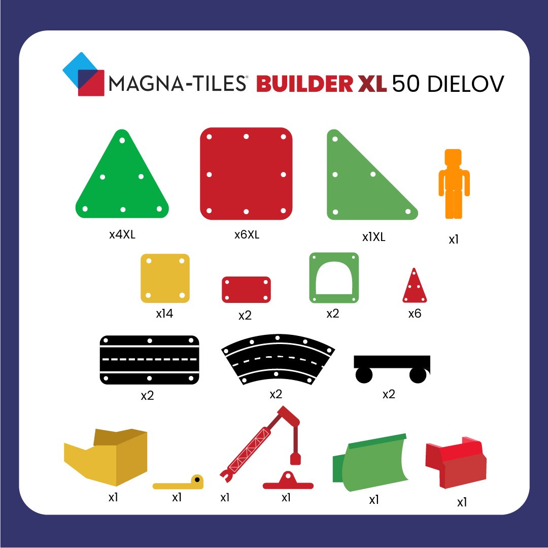 Magnetická stavebnica Builder XL Trucks 50 dielov – Obrázok 5