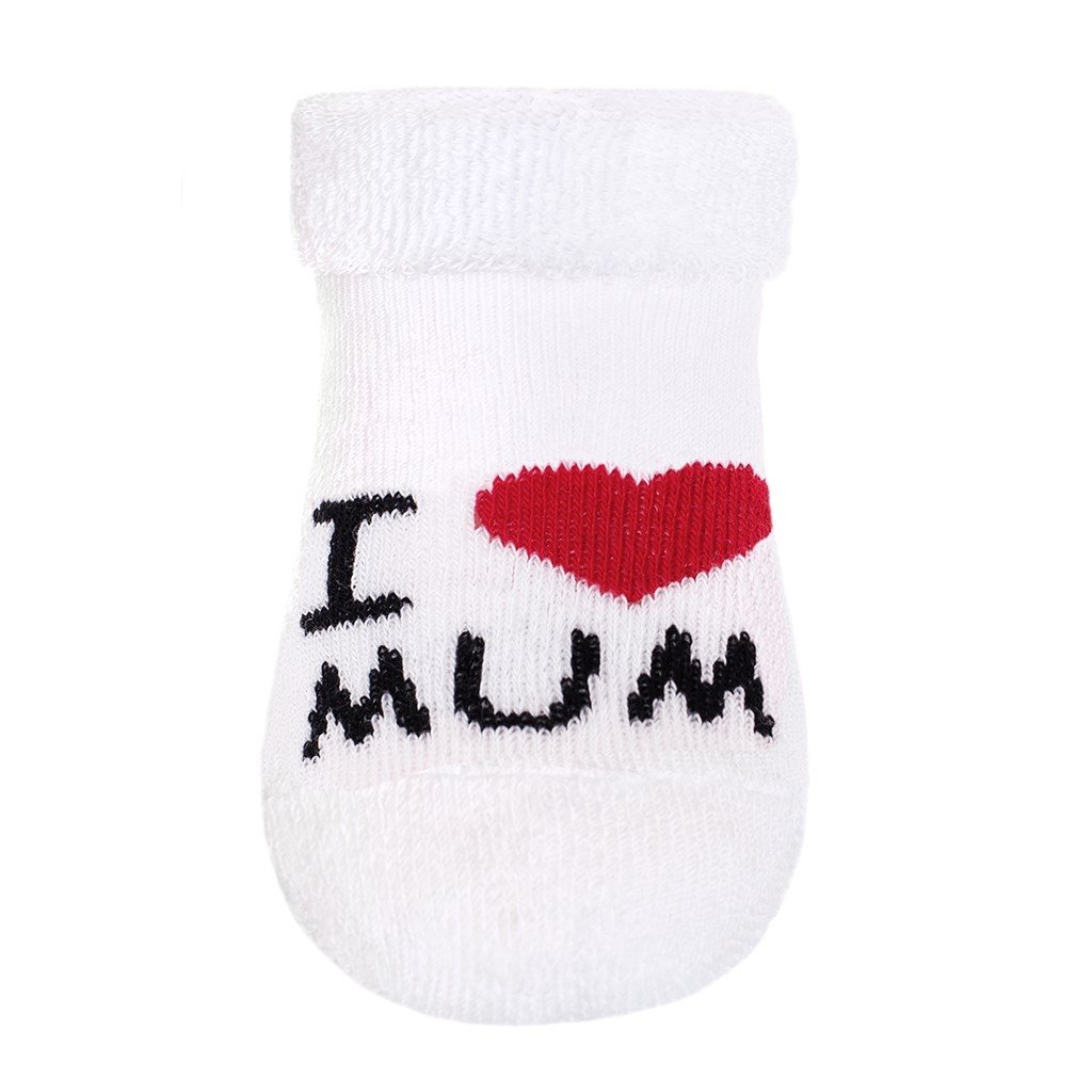 Dojčenské froté ponožky New Baby biele I Love Mum and Dad 56 (0-3m) – Obrázok 2