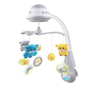 Kolotoč nad postieľku so svetelným projektorom Baby Mix sivý