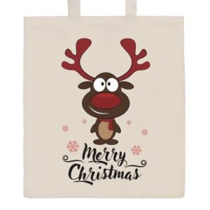 Edukatívne, kreatívne a interaktívne hračky pre deti Bavlnená nákupná taška prírodná s potlačou New Baby Merry Christmas