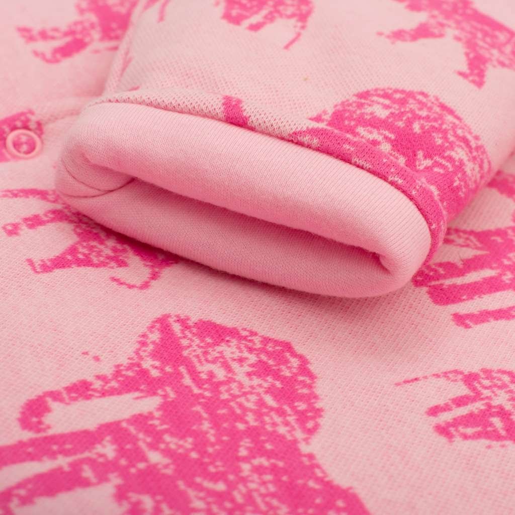 Zateplená dojčenská kombinéza s kapucňou Baby Service Slony ružová 68 (4-6m) – Obrázok 4