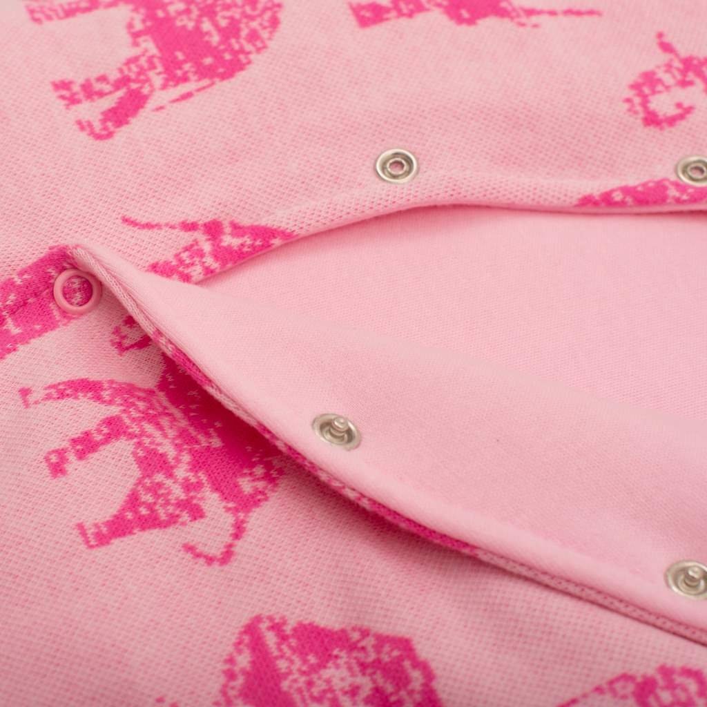 Zateplená dojčenská kombinéza s kapucňou Baby Service Slony ružová 74 (6-9m) – Obrázok 3
