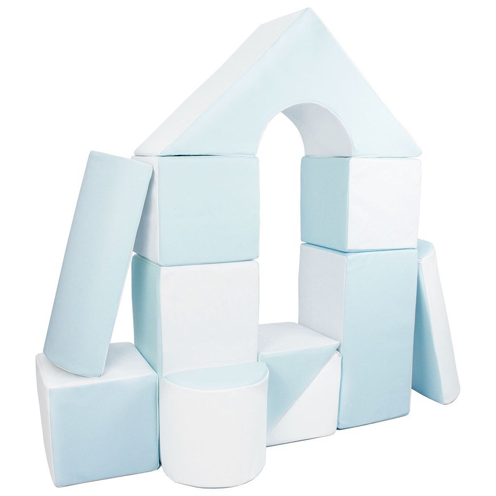 Penové kocky-obria stavebnica 11 ks white-blue