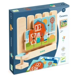 Edukatívne, kreatívne a interaktívne hračky pre deti Obojstranné drevené puzzle Casamix 12 ks