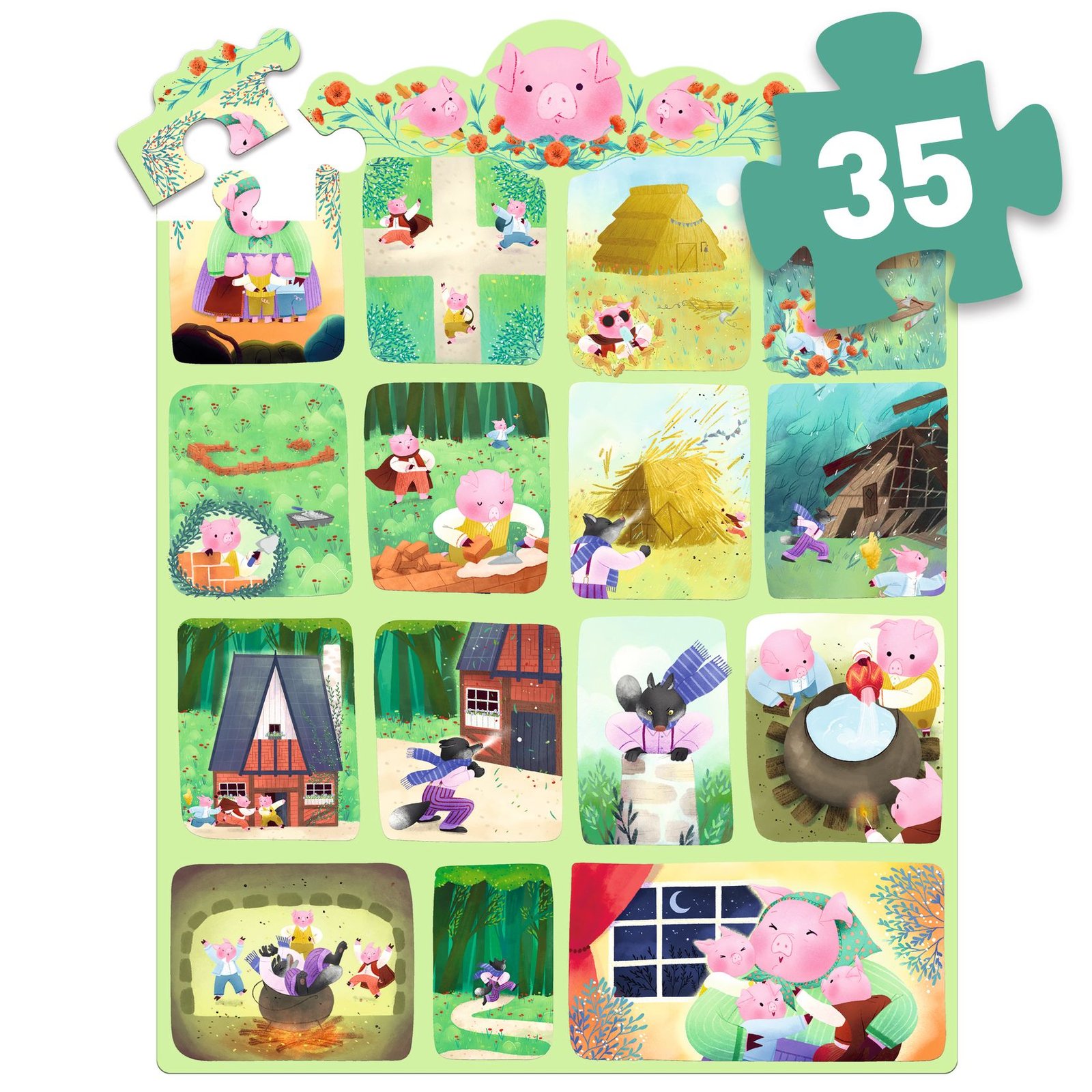 Príbehové Puzzle Tri prasiatka 35 ks – Obrázok 3