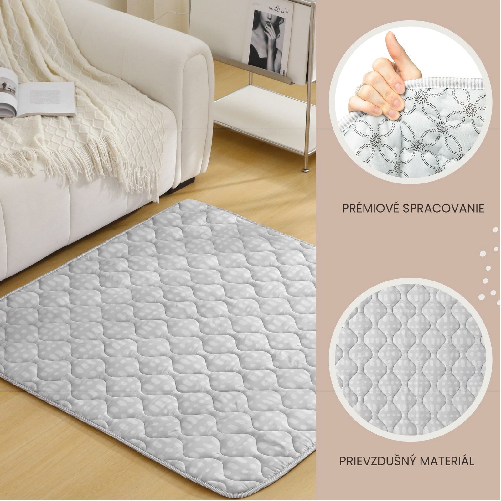Hracia podložka prešívaná Hygge grey 1.27 x 1.27 m – Obrázok 2