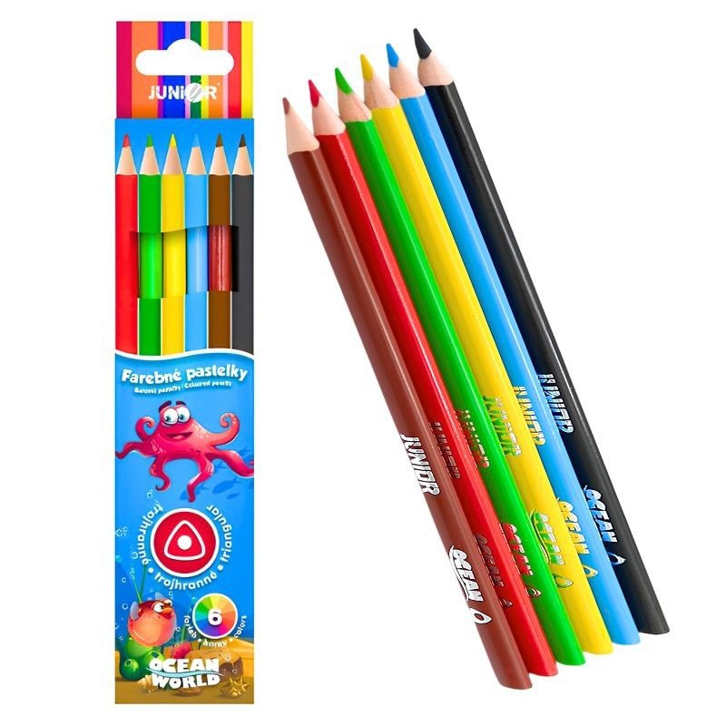 Trojhranné pastelky junior ocean world - sada 6 ks