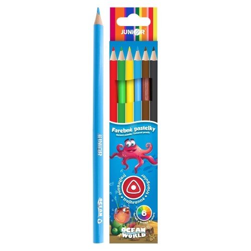Trojhranné pastelky junior ocean world - sada 6 ks